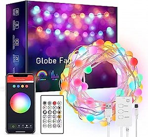 Smart Fairy Lights,32.8FT,66LED Music Sync Waterproof USB Led String Fairy Lights,Work with Alexa & Google Home,Connect WiFi and Bluetooth,App and Remote Controlled Decorative Lights (33FT)