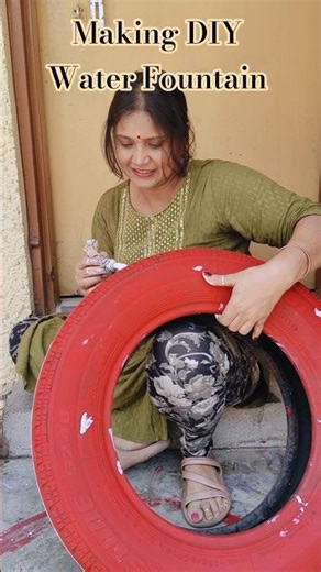 Making DIY Water Fountain 👷🏻‍♀️⛲🌊 #youtubeshorts #ytshorts #trending
