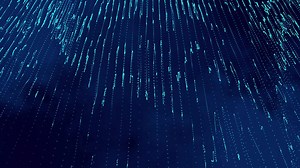 Download 3D abstract digital technology animated blue light particles on blue background. for free