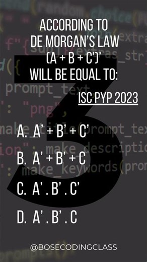 Boolean Algebra | ISC Computer Science | PYQ 2023 #isc #iitian #Shorts