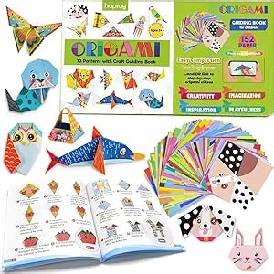 Amazon.com: hapray Origami Kit for Kids Ages 5-8 8-12, with Guiding Book, 152 Paper with 72 Patterns, DIY Art and Craft Projects, Beginners Children's Day Gift Boy Girl