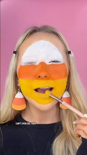 Candy CORN Makeup CHALLENGE😱🎃Quick Halloween makeup looks & creative makeup #youtubeshorts #shorts