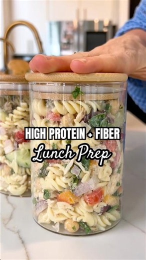 Super Easy Lunch Prep Chickpea Pasta Salad (high protein) #mealprep