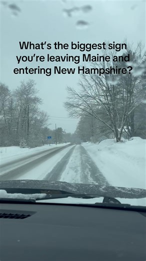 #You can always tell when you hit the New Hampshire State line#winter driving #Snow #Maine roads in the winter versus New Hampshire