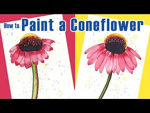 How to Paint a Watercolor Coneflower KIDS Art Tutorial