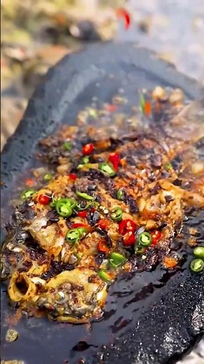 Stone Grill Cooking– Nature’s BBQ🏕️ #chopstickcravings #cooking #lifeisbutadream #food #grilltime