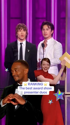 @pleaserelatetothis on Instagram: "Happy awards season! Aside from GOAT hosts Amy Poehler and Tina Fey, who are the best award show presenting duos of all time? 🤔🐐 Our ranking spoilers below… 5. Jenna Ortega and Aubrey Plaza at the 2023 SAG Awards 4. Anthony Mackie and Harrison Ford at the 2025 Golden Globes 3. Hudson Williams and Connor Storrie at the 2026 Golden Globes 2. Ben Stiller and Emma Stone at the 2012 Oscars 1. Kristen Wiig and literally anybody! 😜 #Oscars #awardshow #JennaOrtega #