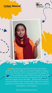👏👏👏Developing mental arithmetic calculation abilities using an abacus can assist children ranging from 5 to 13 years old in conquering their phobia of maths. The youngsters learn Maths through play with numbers, and you would be amazed by how quickly and accurately they calculate. Along with this, the trained children have substantially improved mental capacities, particularly in the areas of focus, auditory perception, and imagery. | Indian Abacus