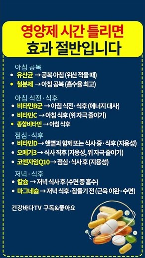 영양제 시간 틀리면 그냥 버린 겁니다 | 건강기능식품 복용 시간 완전 정리 16가지
