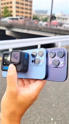 the best mobile iphone 13 pro vs iphone 14 pro vs gopro hero 11 camera test #shorts #viral #trending
