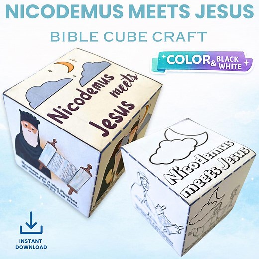 Nicodemus Meets Jesus Cube Craft – Printable Sunday School Bible Activity (digital Download) - Etsy