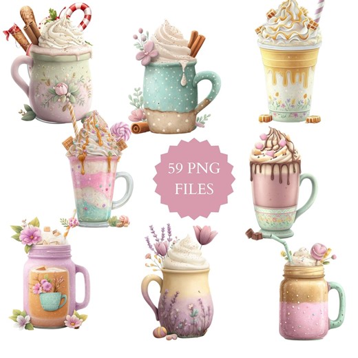 Cozy Mug Watercolor Clipart Collection: Coffee Shop PNG Graphics (digital Download) - Etsy UK