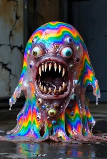 Neon Jelly Star Monster Exploding Eyes 😱🌈 Fanged Tips & Violent Rainbow Slime Burst 💥