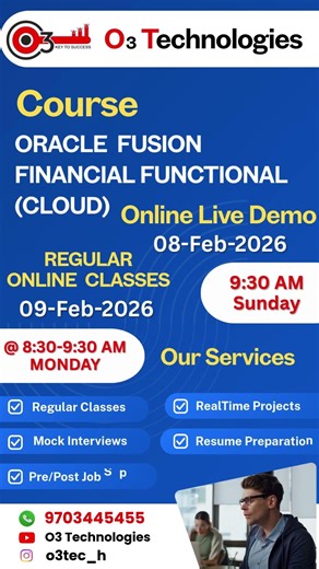 Oracle fusion financials functional course demo #o3technologies