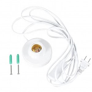 E27 Plug-in Lamp Holder E26 Screw with On/Off SwitchWire Light Bulb Socket Lamp-Socket 9.8ft, 1-Pack, White(Round Socket)