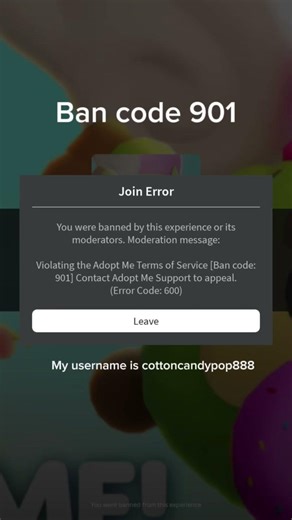 I got banned from adopt me ban code 901 #adoptmebancode901 ‪@PlayAdoptMe‬ #bancode901 #adoptme #roblox