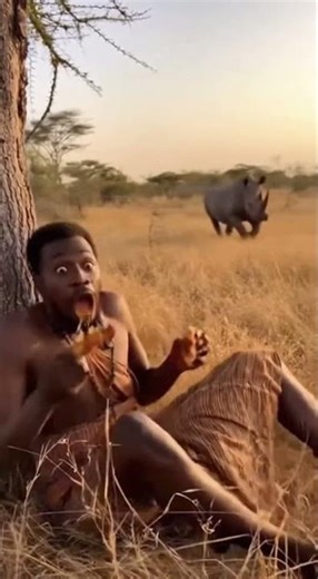 Rhino ATTACKS African Tribesman?! #tribepeople #africanlife #lion #sora2