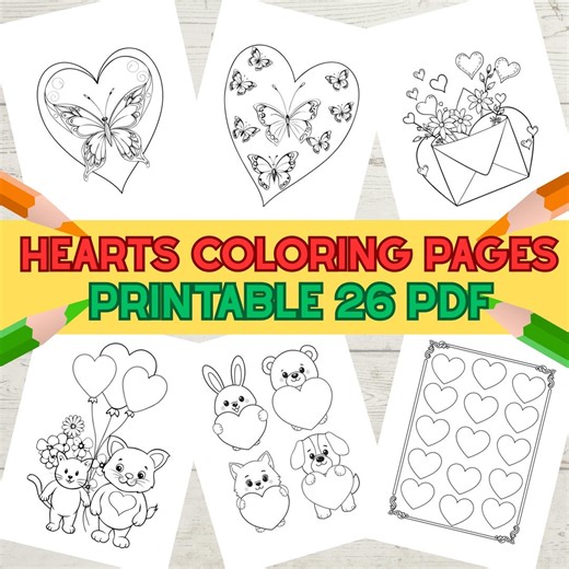 Heart Coloring Page for Kids, Cute Valentine’s Day Printable, Love and Hearts Coloring Sheets, Digital Download 8.5x11" PDF - Etsy