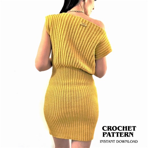 Easy Crochet Short Dress Pattern PDF, Beginner Crochet Bodycon Dress Made to Measure, Simple Handmade Women Clothing DIY - Etsy