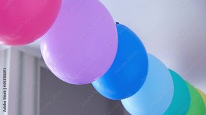 Rainbow balloons decorations for birthday party. Pride word. LGBT rights and gender equality