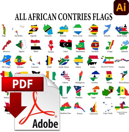 African Countries Flags Poster | Educational Geography Wall Art (PDF Download) - Etsy