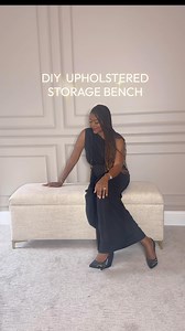 DIY Upholstered Storage Bench -LINK TO TUTORIAL BELOW! Operation Bedroom Retreat is still in full effect over here and this time I’m making this storage bench to go at the foot of my bed (that I’ll finally be revealing this week) You may remember Im going for a luxurious and relaxing vibe so I got the perfect fabric from @calico that looks even more beautiful in person. This project may look like a lot but it’s not super hard. If you want to give it a try, comment CUSHION for my full FREE tutori