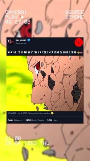 🔥 Obito’s Death 😭💔 The Saddest Sacrifice Ever | Naruto War Arc 🔥#naruto #animeshorts #obito