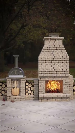 Ultimate Pizza Oven & Fireplace Combo | Customize Your Outdoor Kitchen! #vertical #Shorts