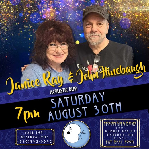 These two have been singing together for, well, a long time! We had them on the schedule earlier in the month, but there was a small conflict in schedules. We are so glad to have these local fan favorites on our stage again! | MoonShadow | Facebook