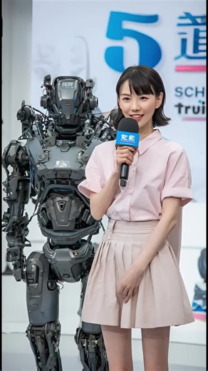 A girl reports on a new robot _android _humanoid _futuristic #ai #robot #future #technology #2026