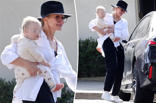 Cameron Diaz steps out for rare outing with son Cardinal in Santa Barbara
