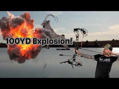 100-Yard Archery Exploding Disc Challenge on Floating Dock! How many arrows does it take!?