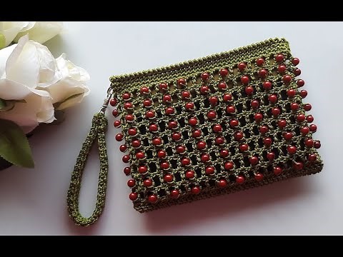 Crochet beaded bag - easy tutorial | Crochet wallet/crochet purse bag/ crochet pouch bag |