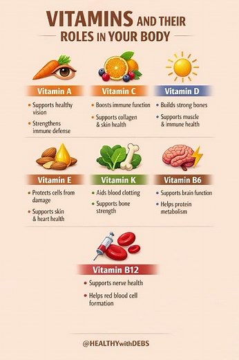 Vitamins and their roles in the body | Essential health functions.