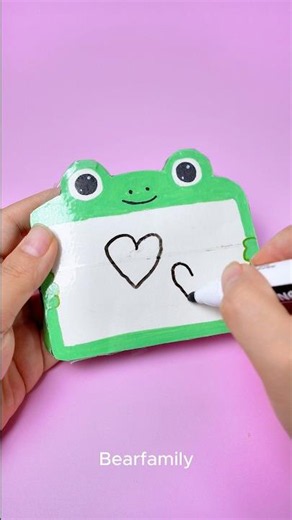 Cute Frog Dry Erase Board DIY 🐸📝 | Clay & Paper Craft | BearFamily #shorts #funny #toys