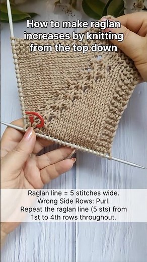 How to make raglan increases by knitting from the top down | knitting pattern tutorial videos