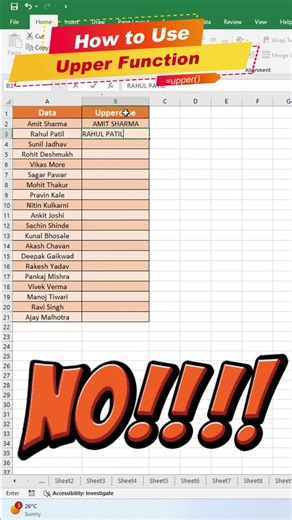🚀 UPPER Function Excel | Text in Capital 🔥