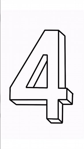 How To Draw Number, Four 4 In 3D