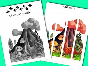 Printable Dinosaur activity sheet - Dinosaur puzzle educational game home school