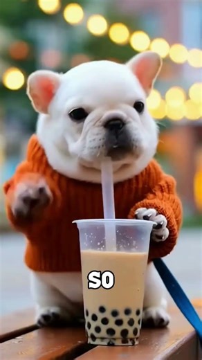 A puppy just want to drink his boba tea 🧋🐶🥹 #tweening #viralshort #shorts