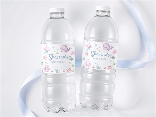 Editable Under the Sea Baby Shower Bottle Label Neutral Nautical Baby Shower Water Labels Sea Creatures Ocean Water Bottle Stickers US02 - Etsy