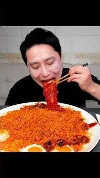 SPICY OCTOPUS & FIRE NOODLES MUKBANG CHALLENGE! Giant Seafood Ramen ASMR #shorts