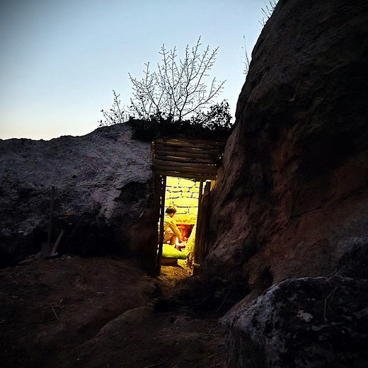 Thunder, Heavy Rain & a Warm Stone Shelter Thunder roaring outside. Heavy rain falling. Inside, a warm stone shelter with fire. A calm winter night in nature. Sound on 🔊 #nature #asmr #outdoor #winter #fire | Dawid Outdoor Adventures