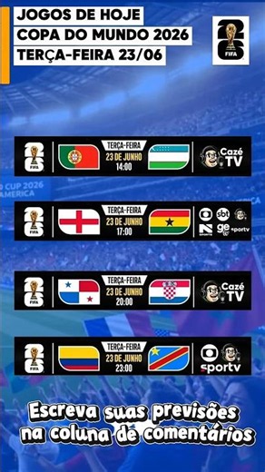 JOGOS DE HOJE | COPA DO MUNDO 2026 | TERÇA-FEIRA 23/06