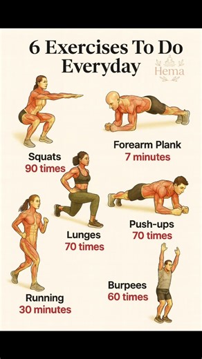 6 exercises to do everyday 💪🏃‍♀️🏋️‍♀️ #Exercises #Fitness #Routine