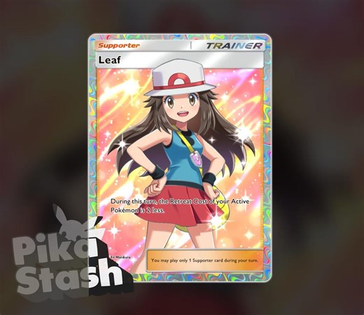 Custom Pokemon Card Trainer Leaf TCG Pocket Foil - Etsy