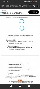 Examples of Topics for Grade 12 Geography ResearchGEOMORPHOLO... | Filo