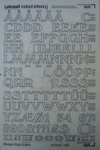 WINDSOR BOLD OUTLINE (36pt) Letraset Vintage Rub on Letter/number Transfers - Etsy
