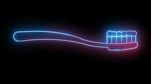 Download animated toothbrush logo with glowing neon lines for free