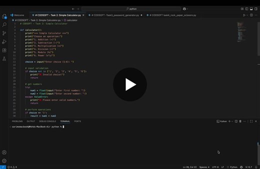 #codsoft #internship #python #calculator #oop #consoleapp #webdevelopment #project #learning #coding | Sameer Idrisi